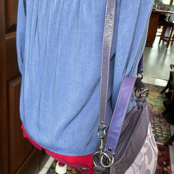 Coach f14711 Optic convertible Zoe bag shoulder bag   satchel  Lilac  rare color - Picture 11 of 17